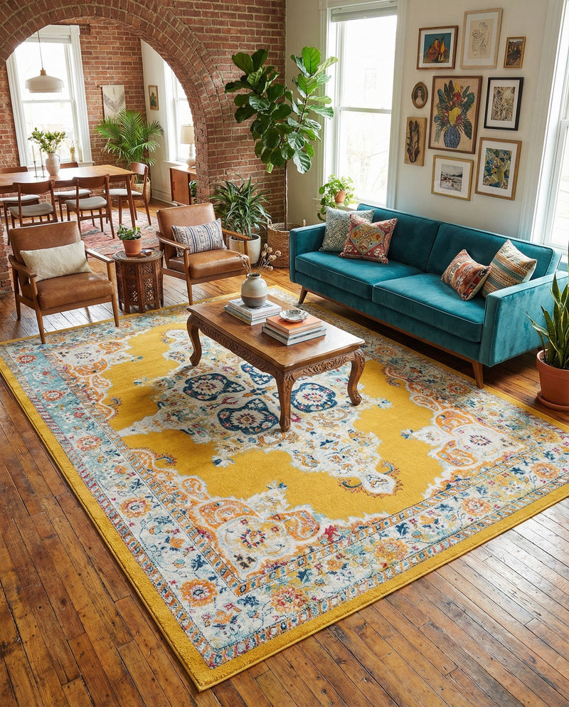Beverly Grove Collection Area Rug -  Fairfax (Yellow) Rectangle Yellow  lifestyle 15