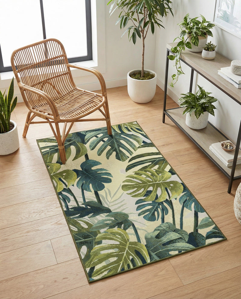 Seaside Blooms Collection Area Rug -  Ivy Rectangle Green  lifestyle 35
