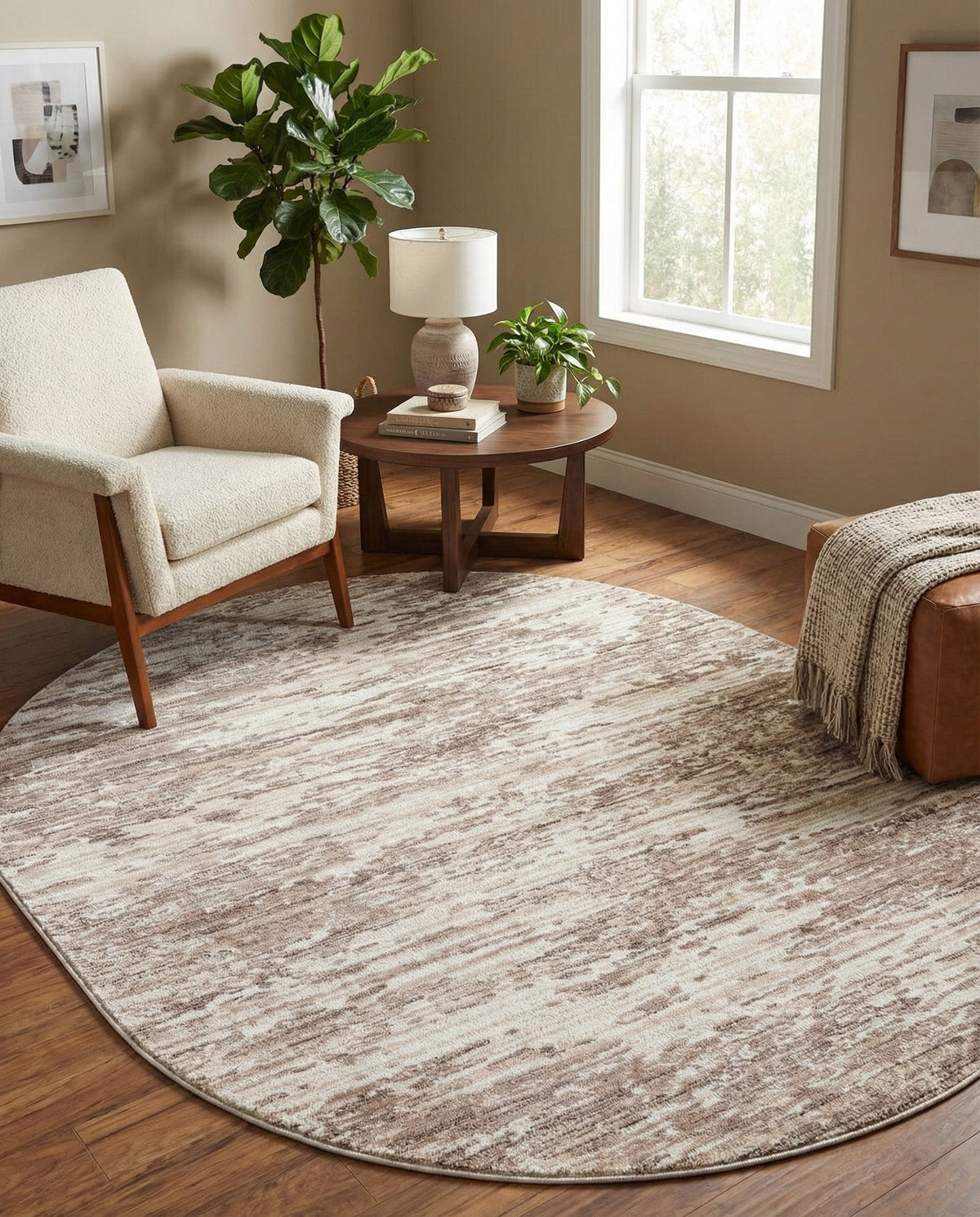Serenity Sands Collection Area Rug - Dunescape Oval Brown  lifestyle 112