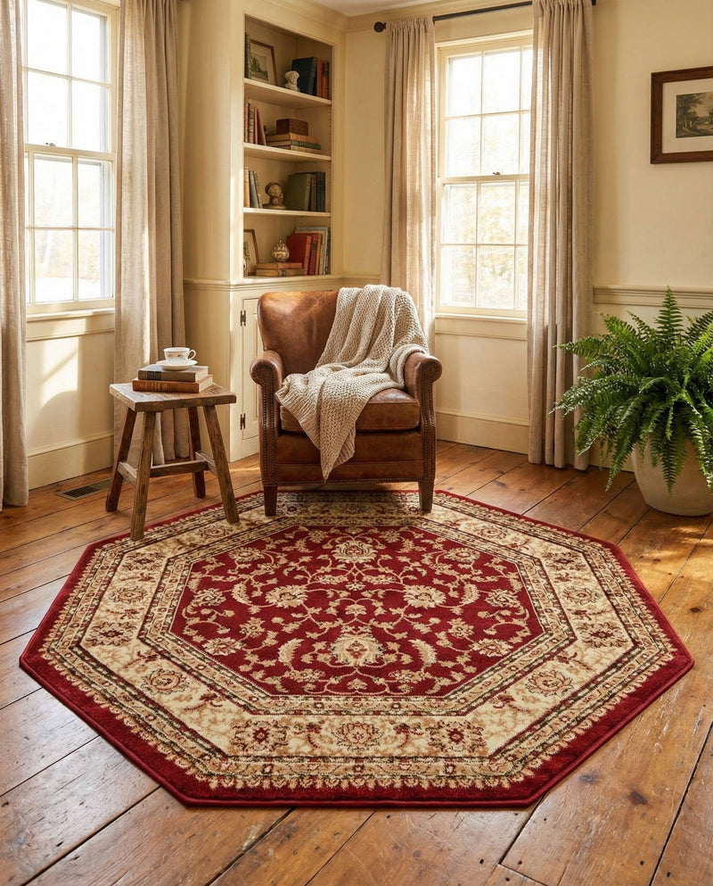 Jaipur Elegance Collection Area Rug -  Nahargarh (Red) Octagon Red  lifestyle 72