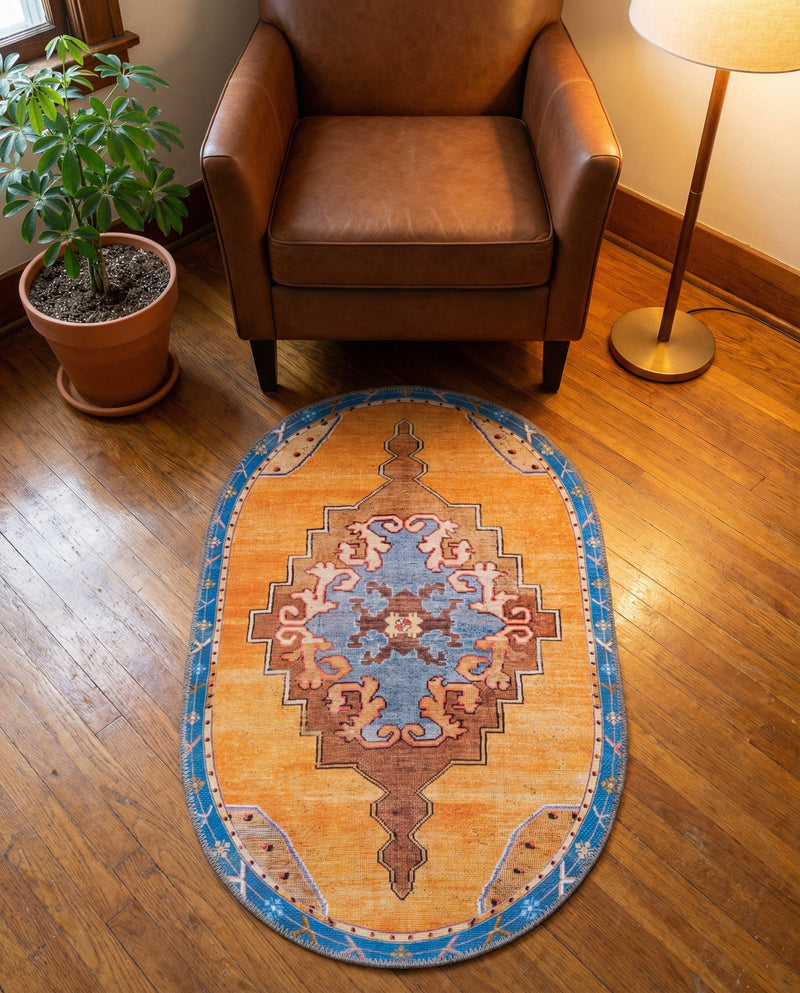 Heritage Elegance Collection Area Rug -  Winterthur (Orange) Oval Orange  lifestyle 81