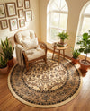 Isfahan Elegance Collection Area Rug - Naghsh-e Jahan (Ivory) Round Ivory  lifestyle 49