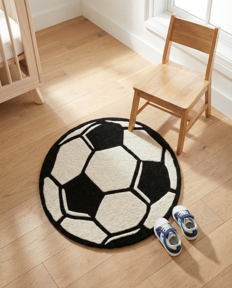 Whimsy Wonders Wool Collection Area Rug -  Volcano Round Black and White  lifestyle 14
