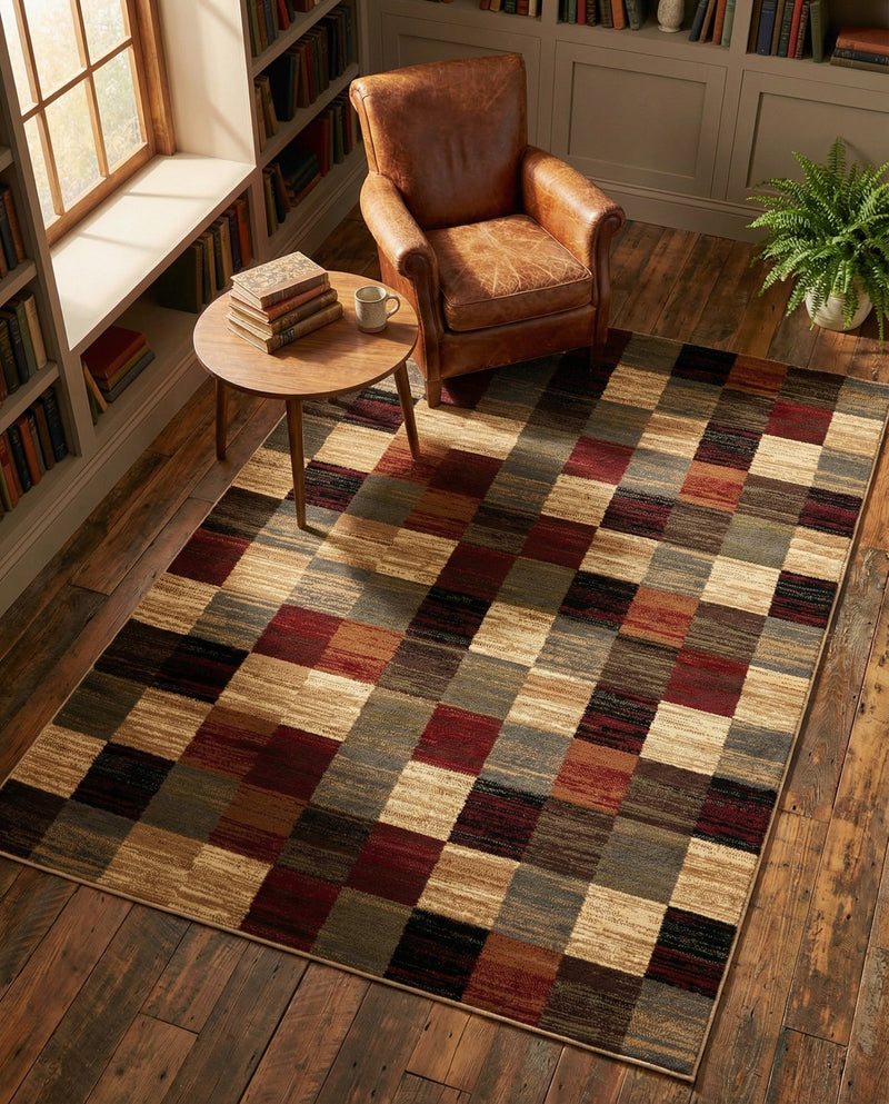 Bistro Lounge Collection Area Rug - Espresso Rectangle Multi  lifestyle 11
