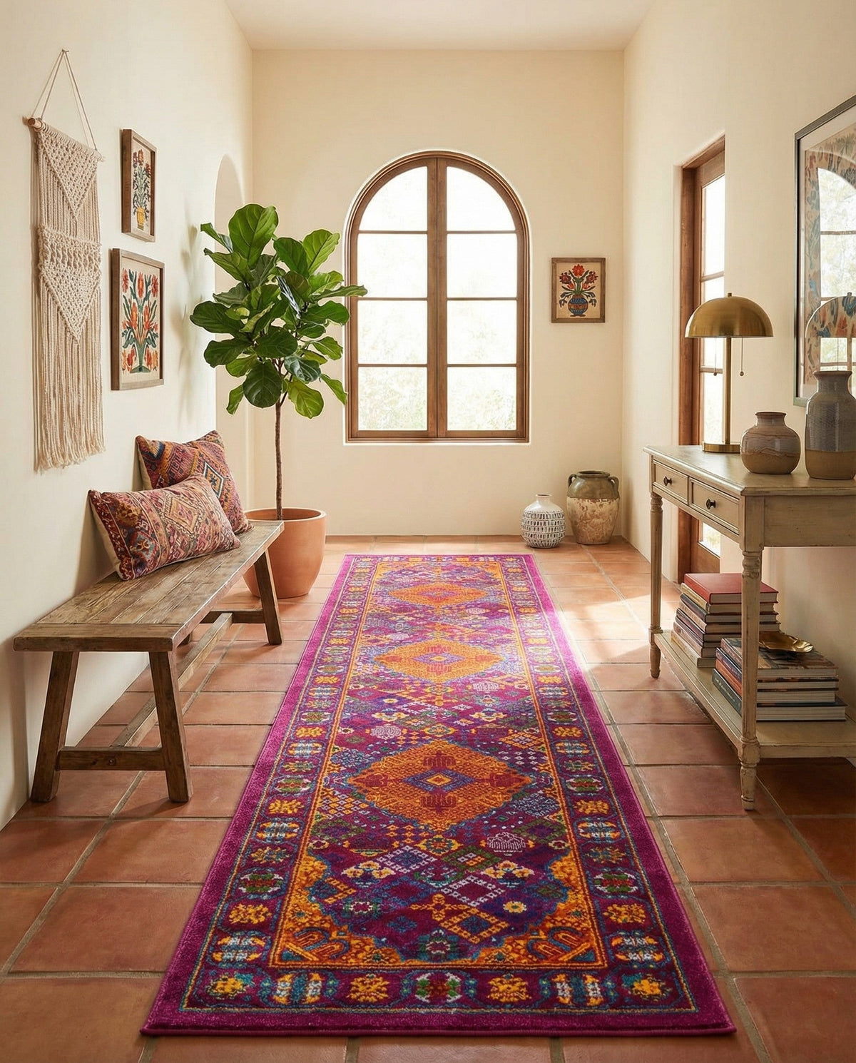 Caribbean Cove Collection Area Rug -  Mustique Runner Fuchsia  lifestyle 127