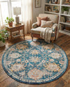 Seville Stripes Collection Area Rug -  Cordoba (Blue) Round Blue  lifestyle 23