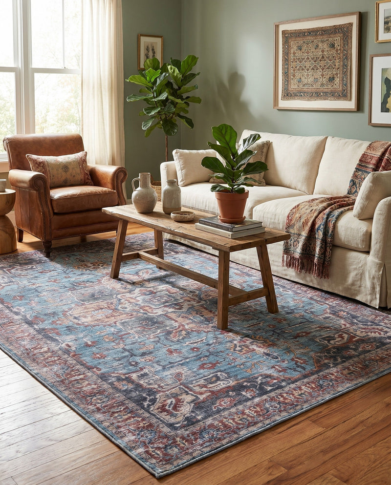 Zahara Oasis Collection Area Rug -  Casablanca Rectangle Blue  lifestyle 16