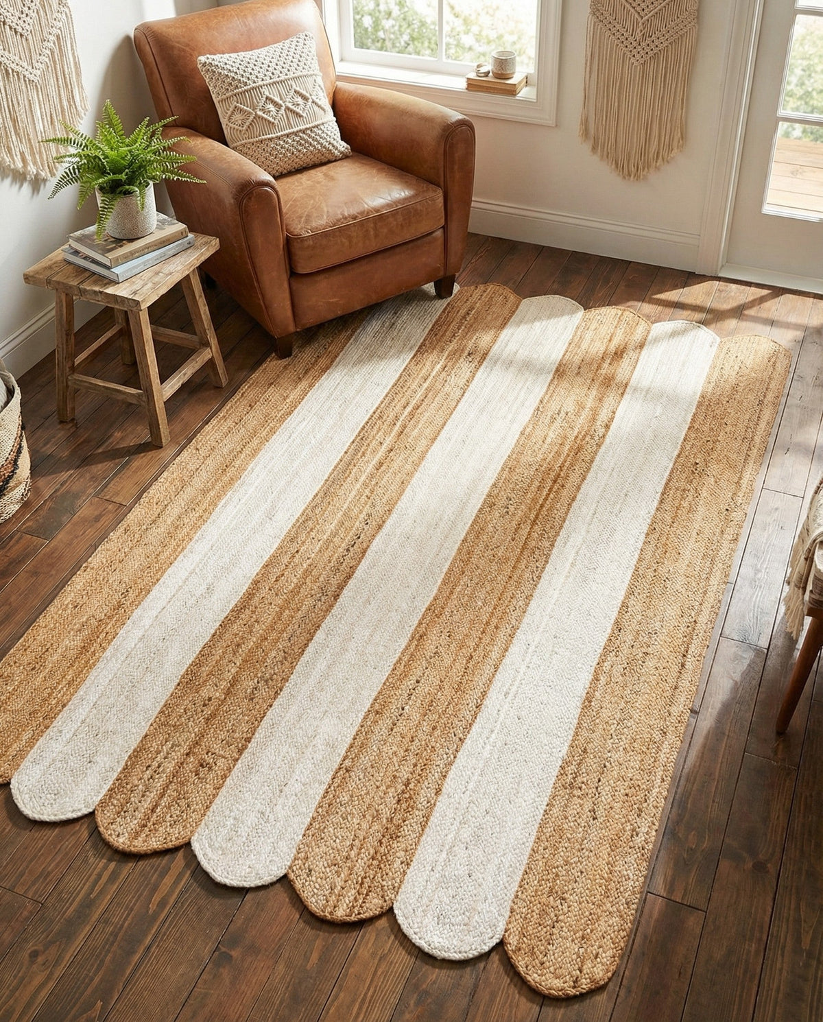 Serenity Braided Jute Collection Area Rug - Luna Rectangle Natural and Ivory  lifestyle 14