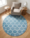 Trellis Mosaic Collection Area Rug -  Pergolatown (Light Blue) Round Light Blue  lifestyle 63