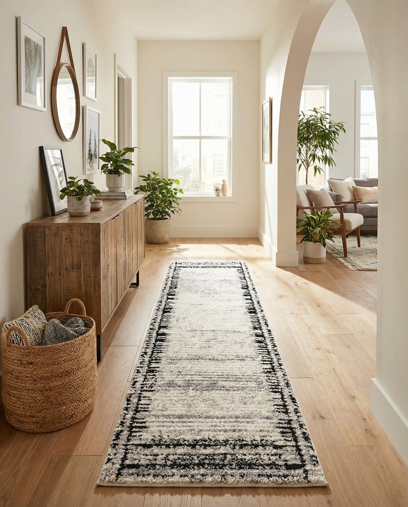 Marrakech Mosaic Collection Area Rug -  Sahara Runner Black and White  lifestyle 68