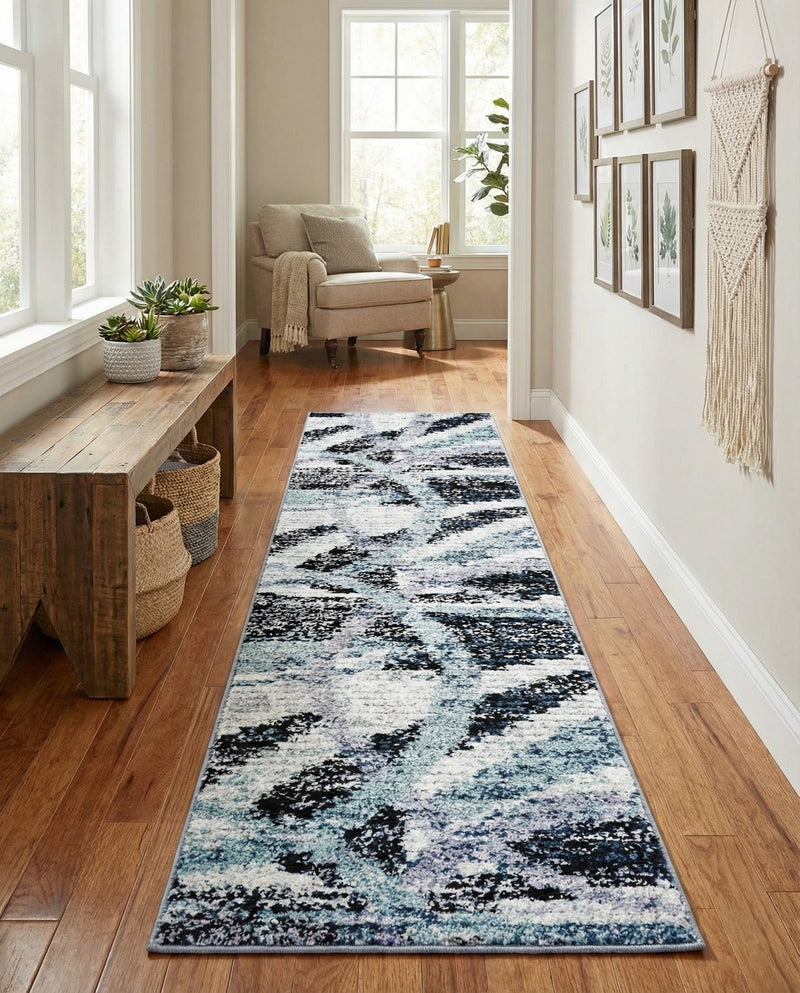 Santa Fe Trails Collection Area Rug -  Navajo Runner Gray and Ivory  lifestyle 64