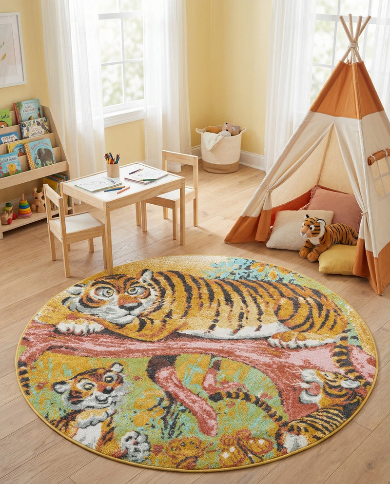 Wonder Tykes Collection Area Rug -  Groove Round Multi  lifestyle 44