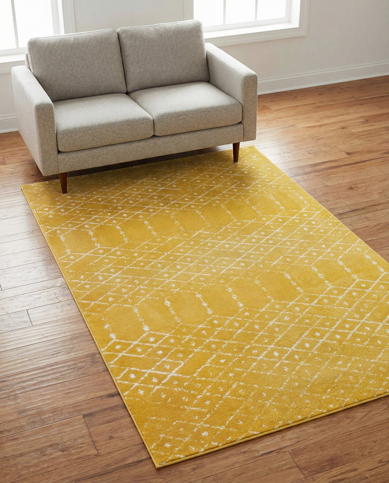Marrakesh Lattice Collection Area Rug - Casablanca (Yellow) Rectangle Yellow  lifestyle 5