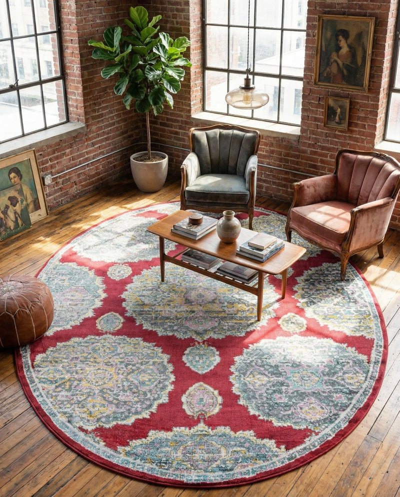 Arcadia Rugs Collection Area Rug -  Atlantis (Red) Oval Red  lifestyle 66