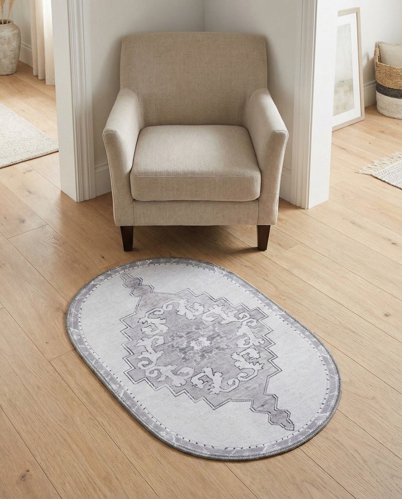 Heritage Elegance Collection Area Rug -  Winterthur (white Gray) Oval white Gray  lifestyle 33