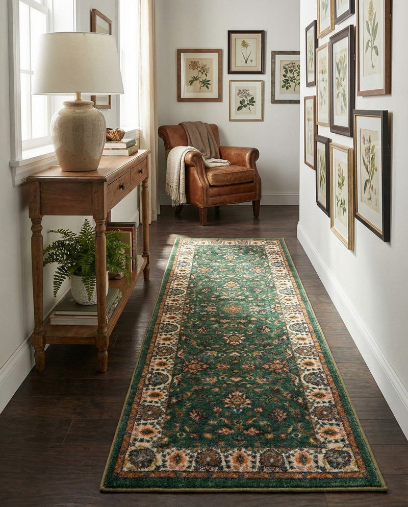 Casablanca Tapestry Collection Area Rug -  Marrakech (Emerald Green) Runner Emerald Green  lifestyle 35