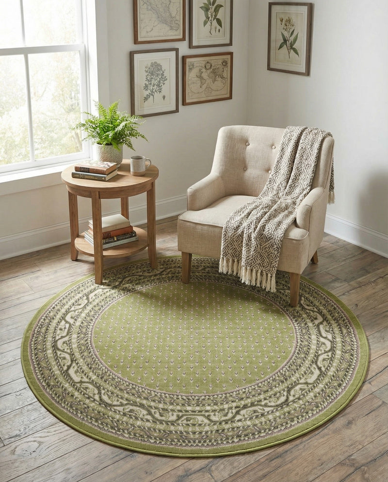 Soho Elegance Collection Area Rug -  Mercer (Green) Round Green  lifestyle 48