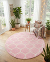 Trellis Mosaic Collection Area Rug -  Pergolatown (Light Pink) Round Light Pink  lifestyle 62