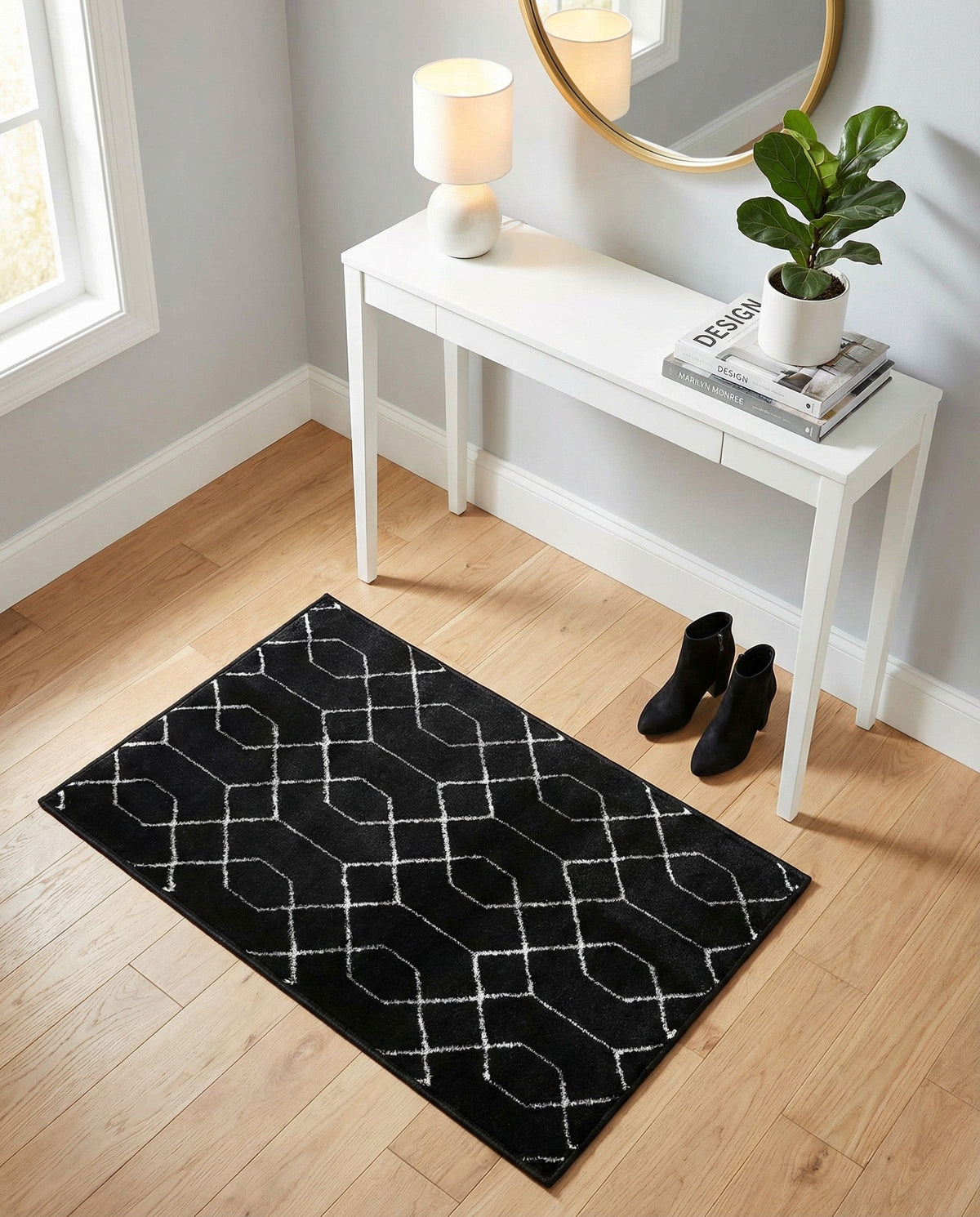 Hollywood Luxe Collection Area Rug - Sunset Rectangle Black and Silver  lifestyle 83