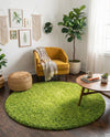 Plush Oasis Collection Area Rug - Serenity (Grass Green) Round Grass Green  lifestyle 82