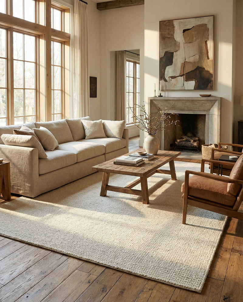 Lana Tasmanian Wool Collection Area Rug - Waitomo Rectangle Ivory  lifestyle 53