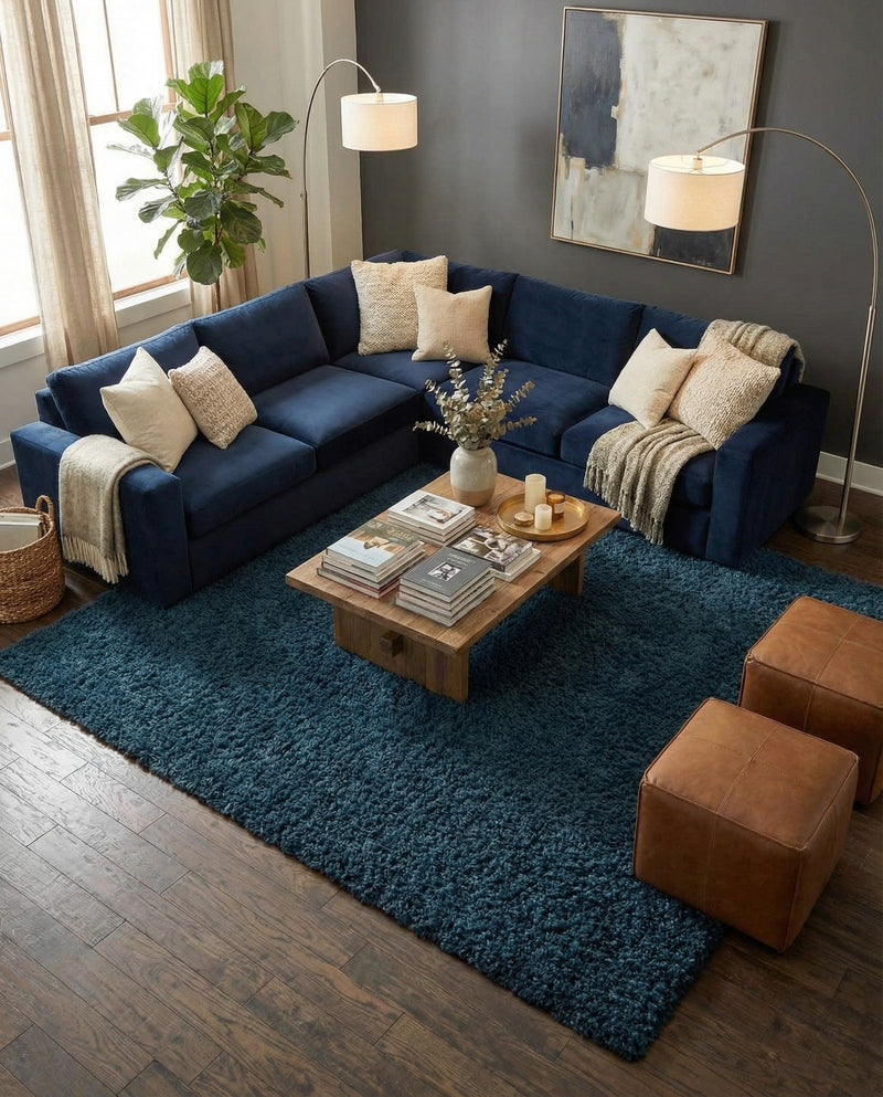 Plush Oasis Collection Area Rug - Serenity (Sapphire Blue) Rectangle Sapphire Blue  lifestyle 24
