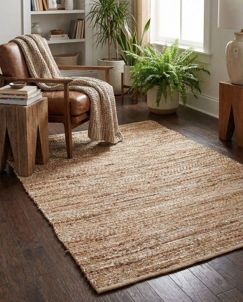 Urban Shimmer Jute Collection Area Rug - Metropolis Rectangle Natural  lifestyle 8