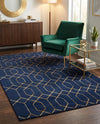 Hollywood Luxe Collection Area Rug - Sunset (Navy Blue Gold) Rectangle Navy Blue Gold  lifestyle 6