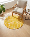 Marrakesh Lattice Collection Area Rug - Casablanca (Yellow) Round Yellow  lifestyle 78