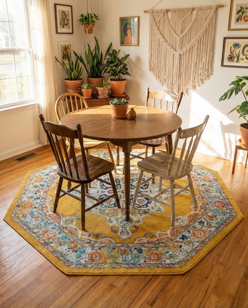 Beverly Grove Collection Area Rug -  Fairfax (Yellow) Octagon Yellow  lifestyle 79