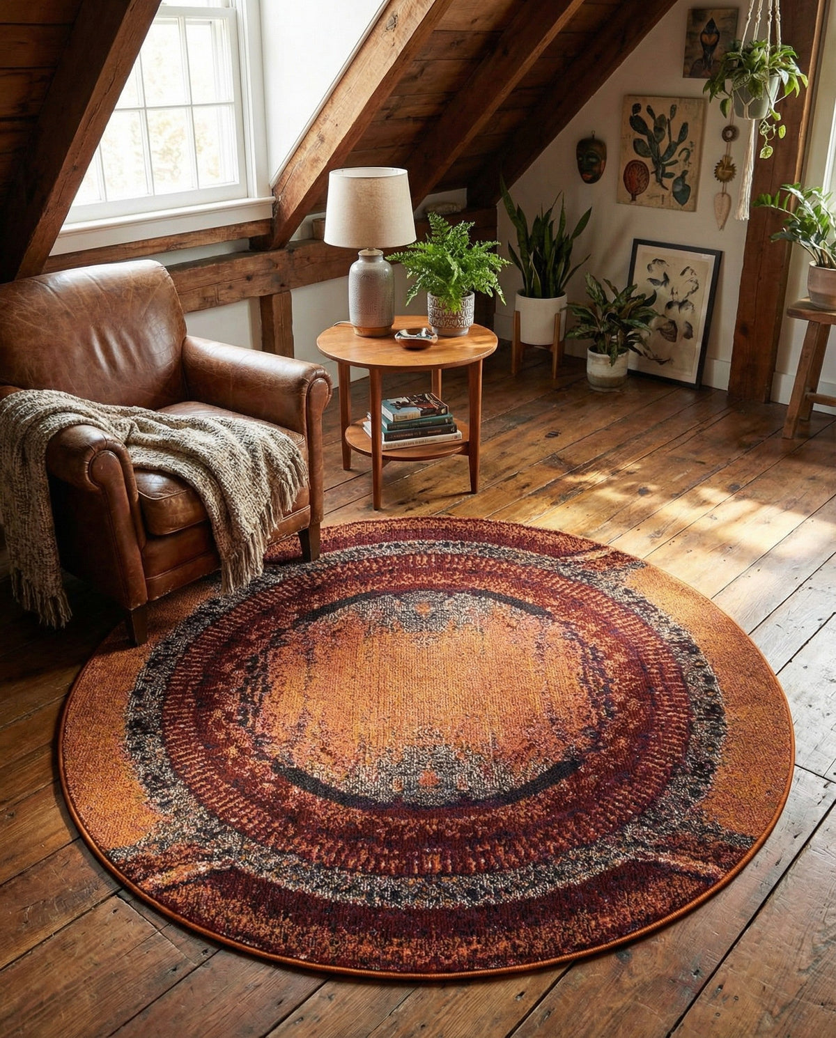 Marrakesh Elegance Collection Area Rug -  Sijilmasa Round Orange  lifestyle 84