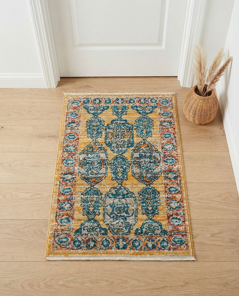 Seville Stripes Collection Area Rug -  Granada (Yellow) Rectangle Yellow  lifestyle 26