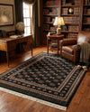 Samarkand Elegance Collection Area Rug -  Margilan (Dark Green) Rectangle Dark Green  lifestyle 5