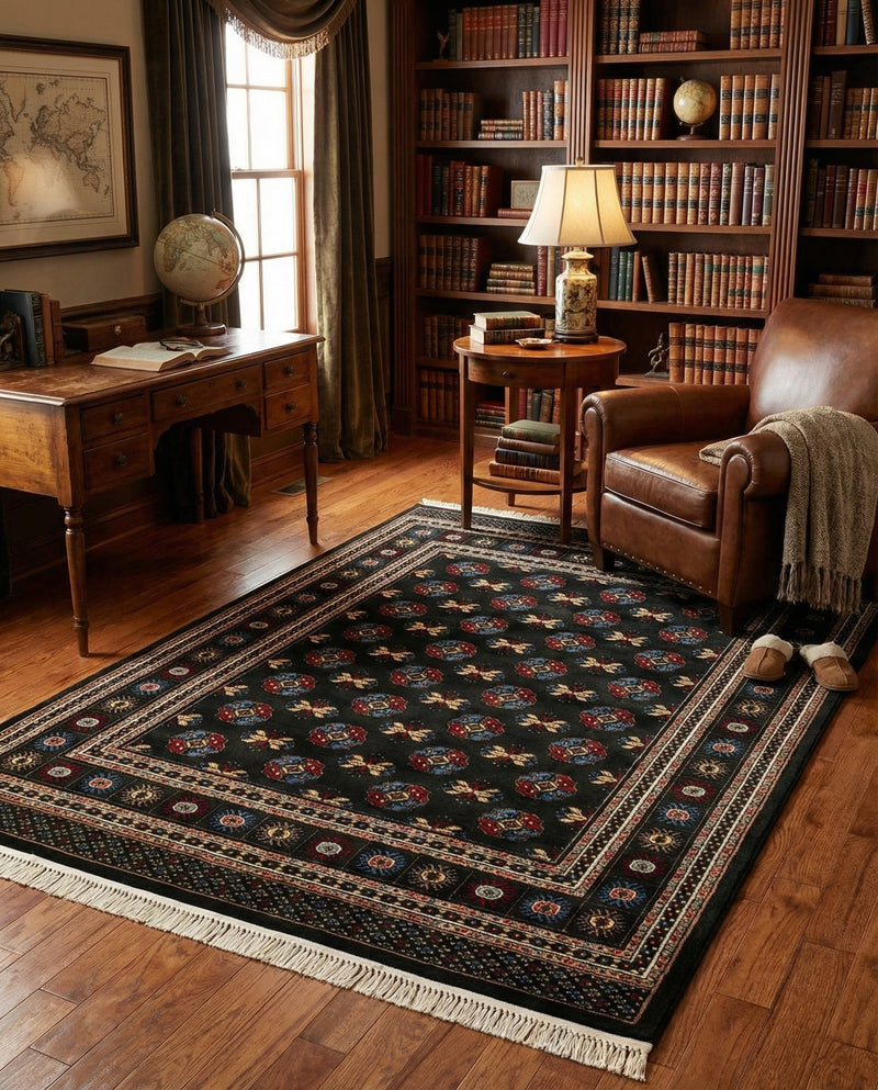 Samarkand Elegance Collection Area Rug -  Margilan (Dark Green) Rectangle Dark Green  lifestyle 5