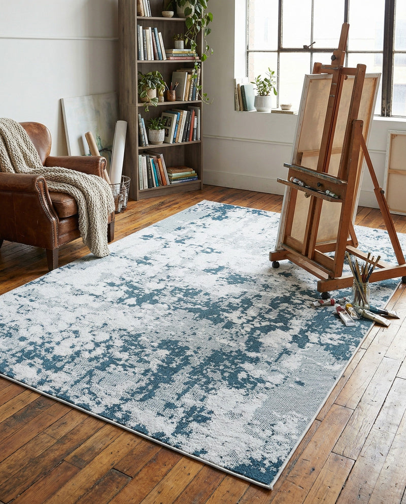 Cathedral Elegance Collection Area Rug -  Basilica Rectangle Navy Blue  lifestyle 31