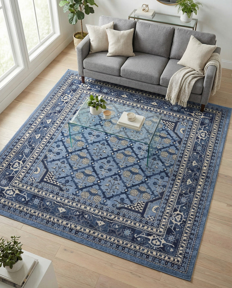 Horizon Collection Area Rug -  Aurora Square Blue  lifestyle 54