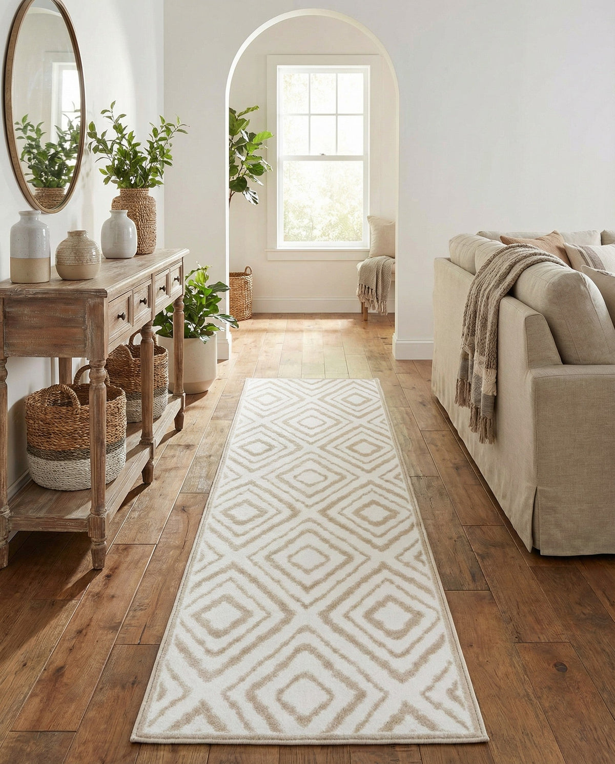 Sanctuary Retreat Collection Area Rug -  Oasis Runner Snow White  lifestyle 147