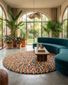 Woolen Sphere Collection Area Rug - Orbsburg (Multi) Round Multi  lifestyle 74