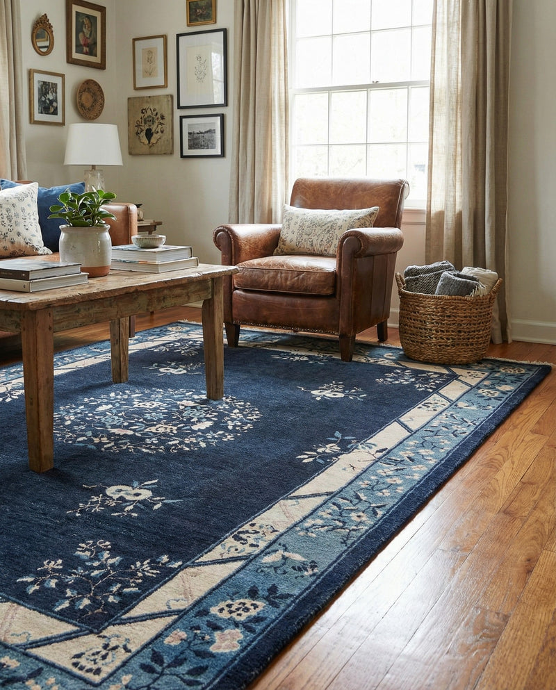 Bazaar Chic Collection Area Rug -  Ouarzazate Rectangle Navy Blue  lifestyle 12