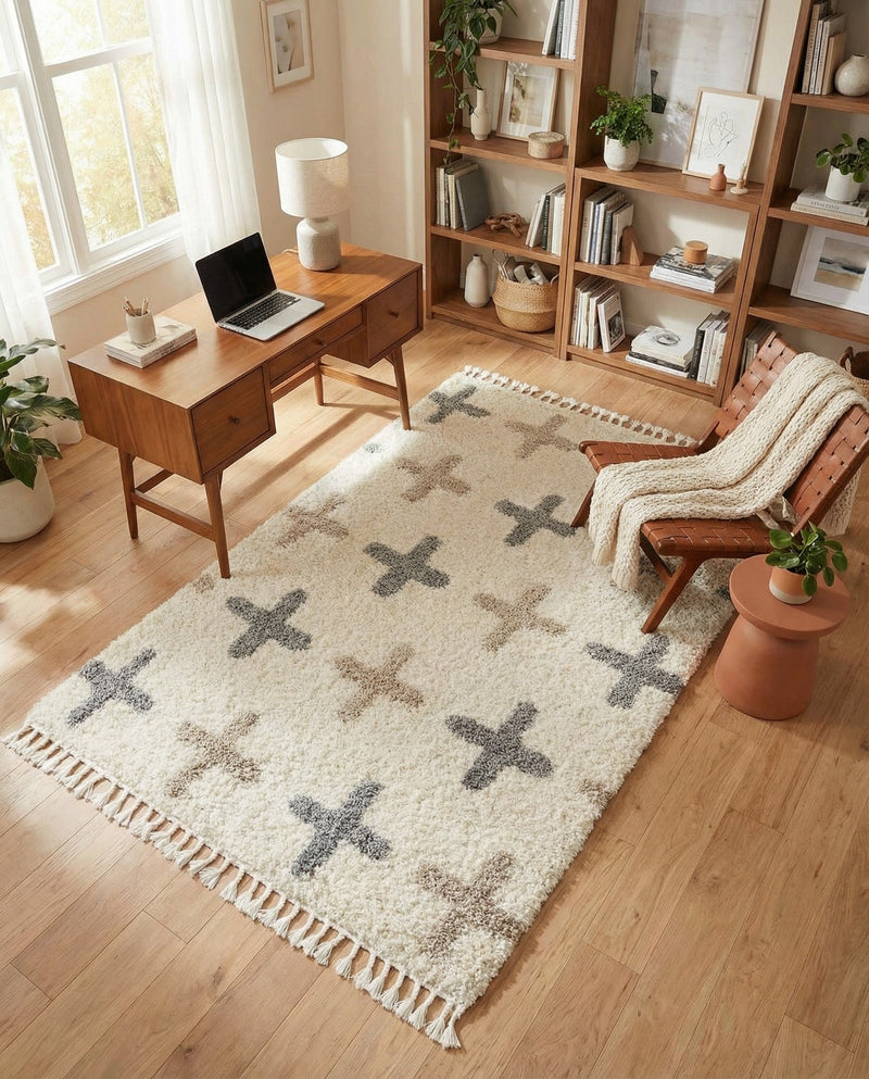 Cozy Cove Shag Collection Area Rug -  Driftwood Rectangle Ivory  lifestyle 18