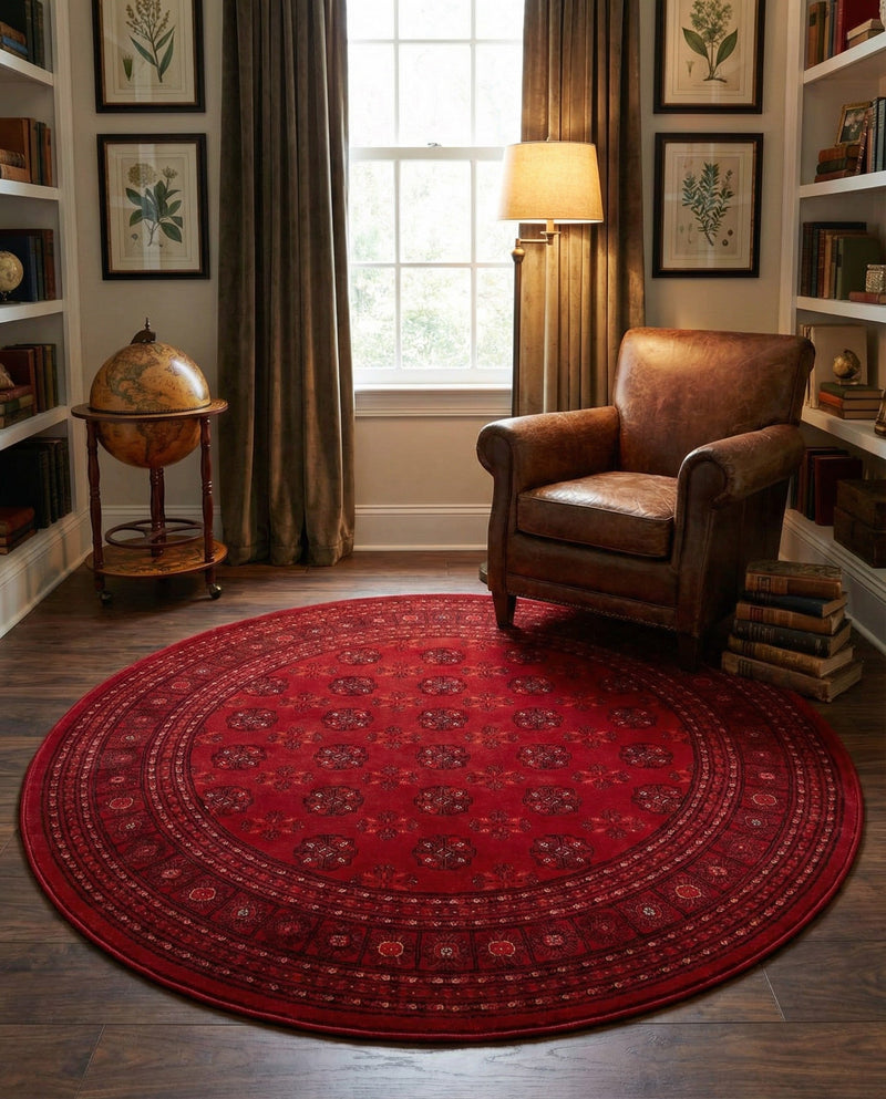 Samarkand Elegance Collection Area Rug -  Konye-Urgench Round Red  lifestyle 73