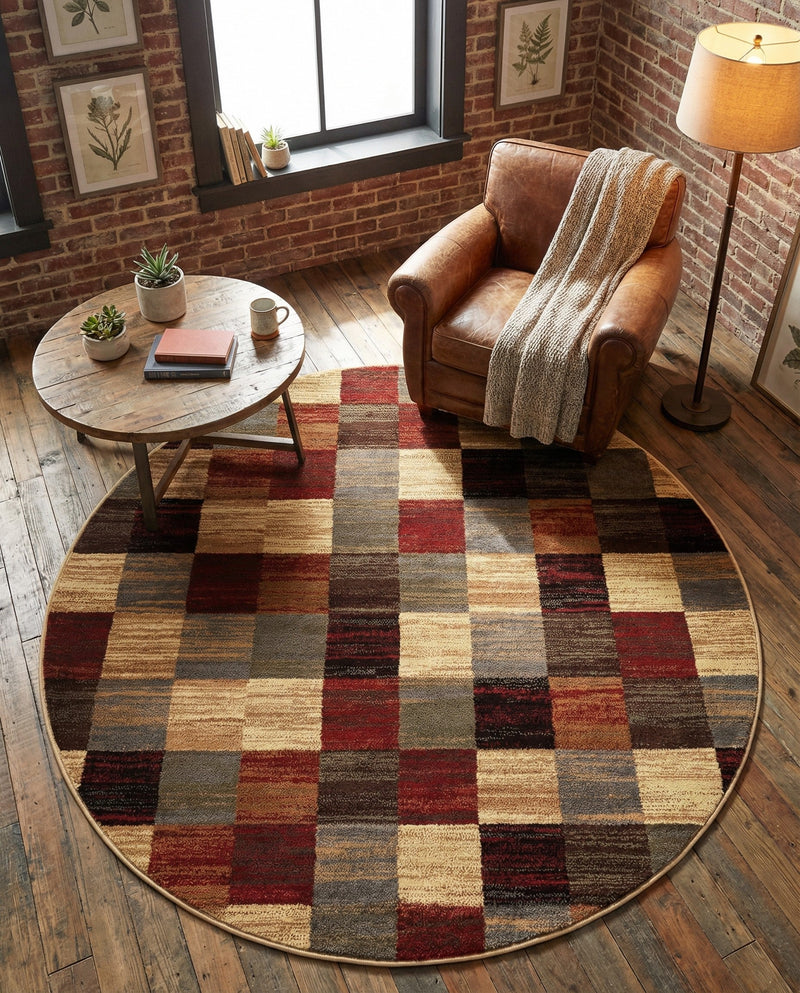 Bistro Lounge Collection Area Rug - Espresso Round Multi  lifestyle 60