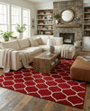 Trellis Mosaic Collection Area Rug -  Pergolatown (Red) Rectangle Red  lifestyle 14