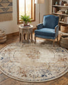 Coastal Manor Collection Area Rug -  Pierpoint Round Blue Cream  lifestyle 33
