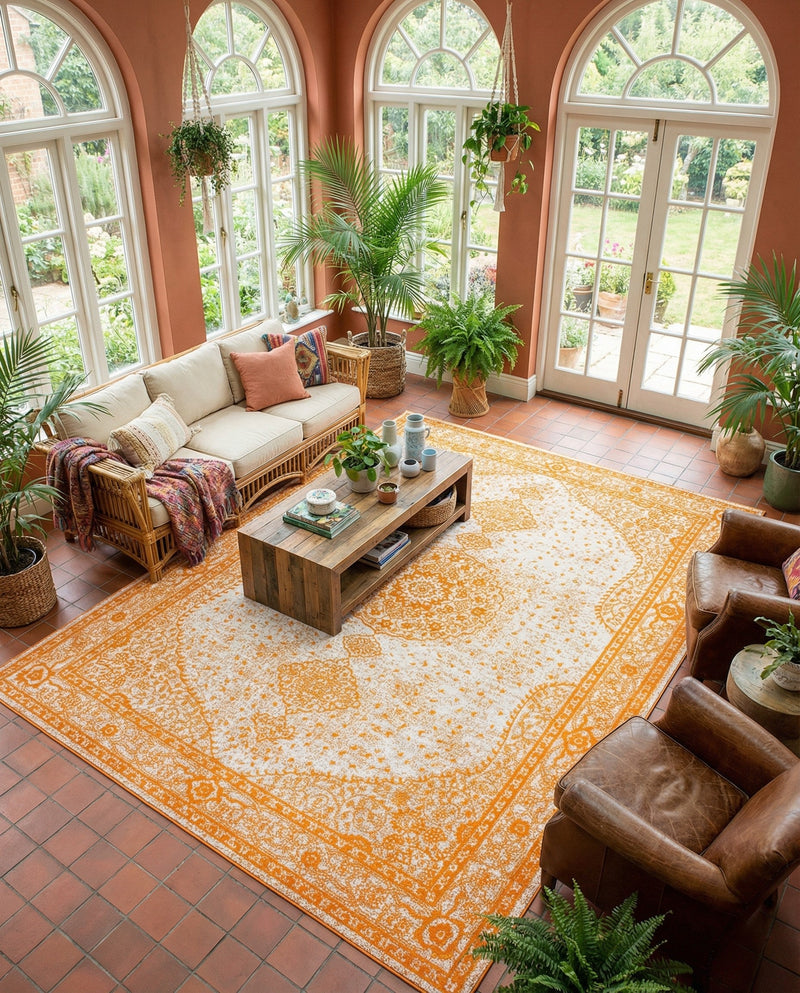 Dover Terrace Collection Area Rug - Marina (Orange) Rectangle Orange  lifestyle 23