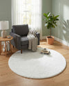 Solid Shag Seaside Collection Area Rug - Azure Cove (Snow White) Round Snow White  lifestyle 61