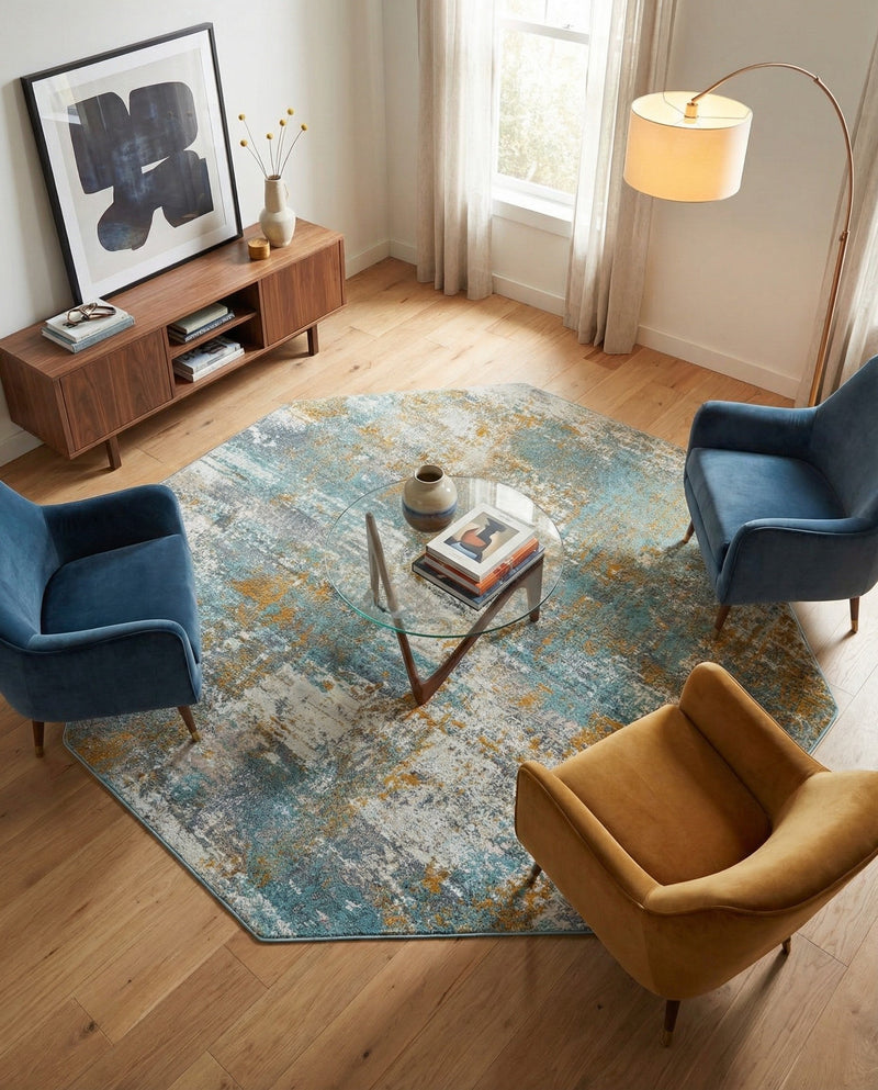 Arcadia Rugs Collection Area Rug -  Nirvana Octagon Cream Blue  lifestyle 39