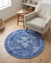 Heritage Elegance Collection Area Rug -  Windsor (Navy Blue) Round Navy Blue  lifestyle 44