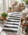 Tassel Trail Collection Area Rug - Pathway (Navy Blue) Runner Navy Blue  lifestyle 66
