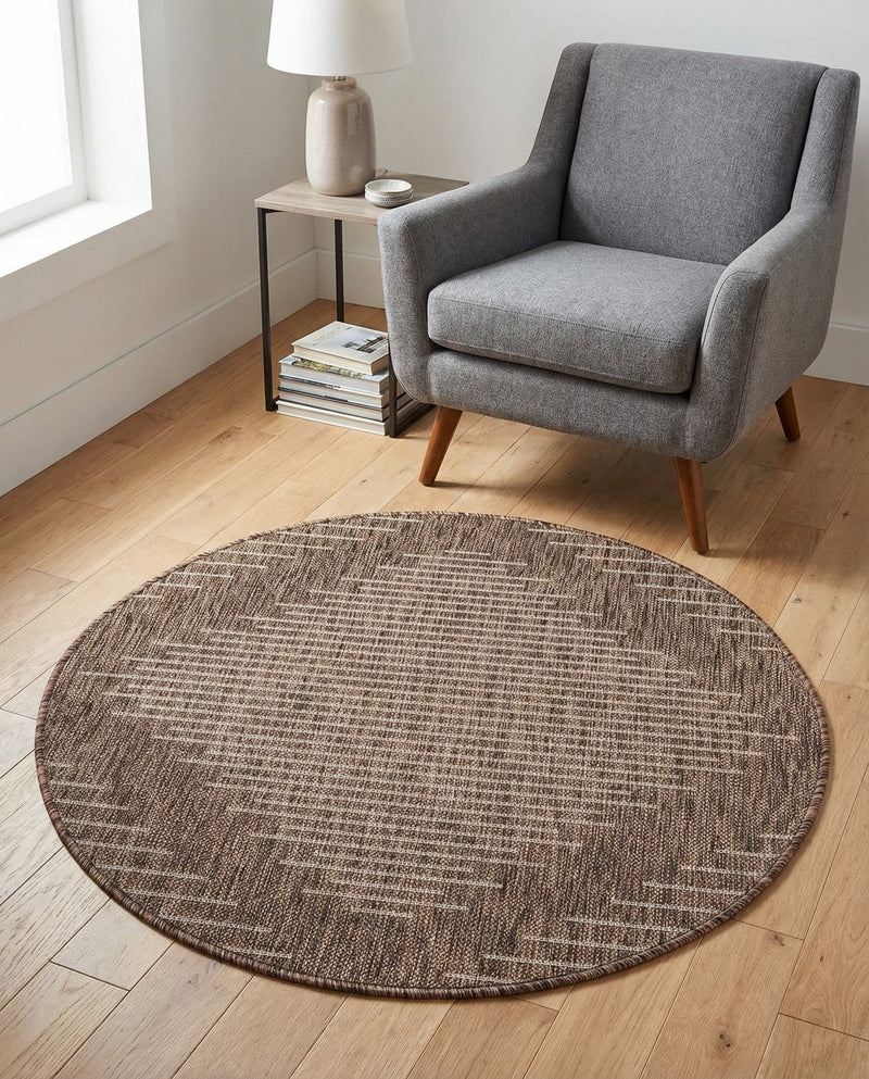 Urban Terrace Collection Area Rug -  Chelsea (Brown) Round Brown  lifestyle 63